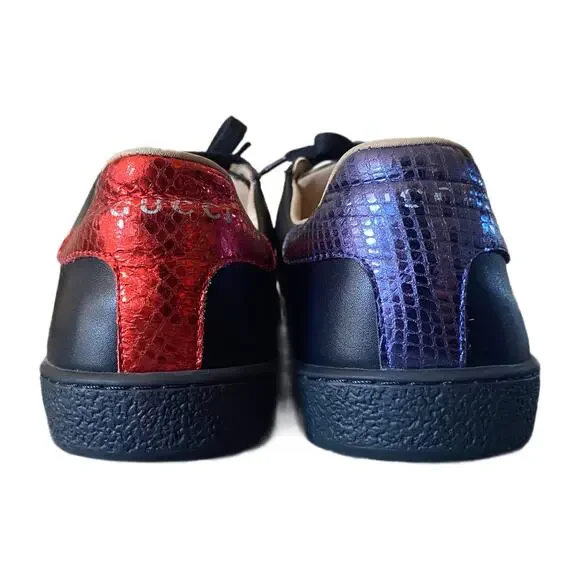 Gucci Ace Embroidered Tiger low-top black leather sneaker size 8 - Picture 5 of 6